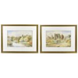 ERNEST POTTER; pair of watercolours, castle ruins, both signed, 28 x 43cm, framed and glazed.
