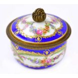 A late 19th century century French lidded trinket box, with gilt and floral decoration, with