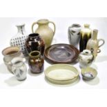 A collection of studio and other ceramics to include an ovoid vase with tenmoku glaze, a similar