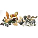 A small quantity of Inuit carvings, together with various other hardstone carvings. Condition