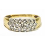 An 18ct yellow gold nineteen stone diamond dress ring, size L, weight 3.3g.