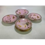 WORCESTER; a 19th century nine piece dessert service in the Aesthetic movement style, retailed by