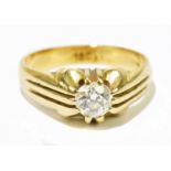 An 18ct gold diamond solitaire ring, approximate size M 1/2, approximate weight 6.5g.