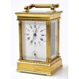 L'EPPÉE; a carriage clock, set with Roman numerals and subsidiary dial, height 12cm. Condition