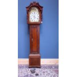 A 19th century eight day longcase clock, the painted dial set with churches in landscape scenes, the