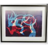 † TREVOR PRICE; signed limited edition mono print, stylised figures dancing, signed lower right,