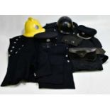 FIRE BRIGADE INTEREST; a collection of Fire Brigade uniforms and helmets.