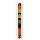 A Victorian painted truncheon decorated with a crown above a white rose and initials (possibly) WRC,