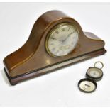 An Edwardian inlaid mahogany mantel clock, the engine turned dial set with Roman numerals, length