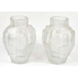 A pair of Art Glass vases, both decorated with female nudes, height 24cm.