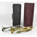 MELODY; a brass plated trumpet with mother of pearl inlaid keys, and a Melody nickel plated