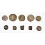 A collection of coins and tokens to include two Indian silver Datia Rupee (1800-1897), Indo Greek