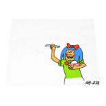 AFTER KEITH HARING; screenprint on acetate sheet with hand colouring, 'Sesame Street animation cel