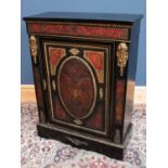 A late Victorian ebonised and Boulle work side cabinet, width 82cm, height 110cm.