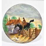BURLEIGHWARE; a ceramic charger, relief decorated, 'Dick Turpin', diameter 40cm. Condition Report: