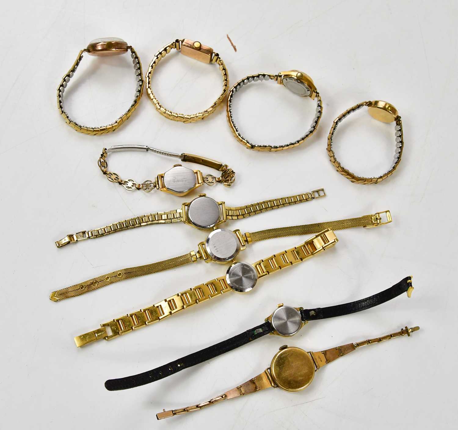 A small collection of 20th century lady’s wristwatches, three of the cases marked 9ct gold. - Image 4 of 5