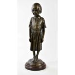 V MARSTON; a bronzed figure of a girl, impressed signature and dated 91, height excluding wooden