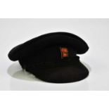 WHITE STAR LINE/CUNARD; a dark blue velvet bellboy's cap with applied logo above the brim.