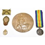 A World War I bronze memorial plaque awarded to Harold Alderson, and a World War I 1914-18 War Medal