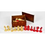 A late 19th/early 20th century carved and stained bone chess set.