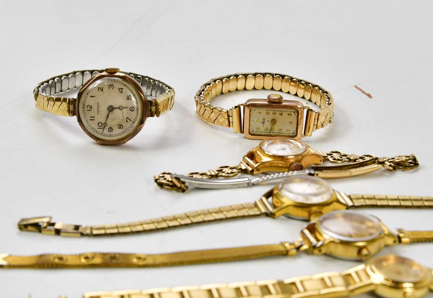A small collection of 20th century lady’s wristwatches, three of the cases marked 9ct gold. - Image 2 of 5