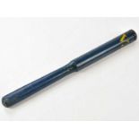 A Victorian blue painted truncheon inscribed VR in yellow colour, length 39cm.