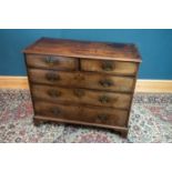 A Georgian mahogany chest of two short over three long drawers on bracket feet, width 110cm, depth