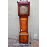 A early to mid 19th century oak and mahogany crossbanded eight day longcase clock with square