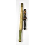 A Victorian black lacquered painted truncheon inscribed 'VR I' with crown and 'Bingley', together