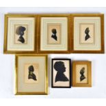 Six 19th century and later silhouettes, depicting various figures including Alicia, only daughter of