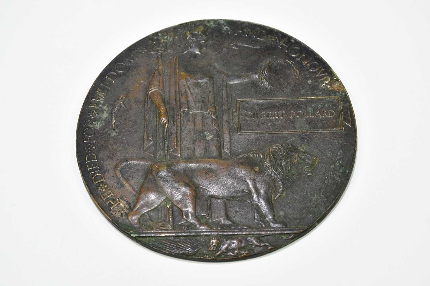 A WWI bronze memorial plaque awarded to Gilbert Pollard, together a cased Women's Voluntary - Image 9 of 11