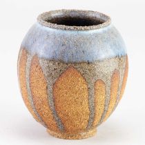 † ADAM BUICK (born 1978); a small stoneware vase with chun rim and running ash glaze, impressed AB