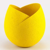 † ASHRAF HANNA (born 1967); a cut and altered earthenware vessel with textured yellow surface,