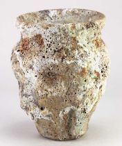 † AKI MORIUCHI (born 1947); a stoneware vessel with heavily textured surface, impressed mark, height