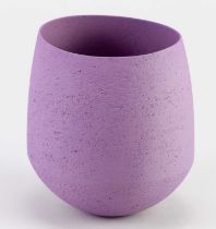 † ASHRAF HANNA (born 1967); a small earthenware vessel with textured lilac surface, incised ASH