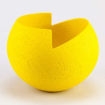 † ASHRAF HANNA (born 1967); an earthenware vessel with cut rim and textured yellow surface,