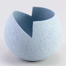 † ASHRAF HANNA (born 1967); a small earthenware vessel with cut rim and textured pale blue