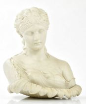 A late 19th century Parianware bust of a maiden with flowing hair, height 20cm.