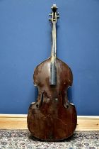 An old German double bass for restoration, length of back 111cm. Condition Report: Body stop