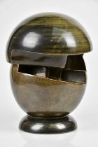 ROLAND BENCE FOR TROIKA POTTERY; a rare 'Helmet' lamp finished in a manganese colourway, signed