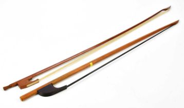 Two modern Baroque style bows, length 73cm and 64.5cm (2). Condition Report: Approximate weight