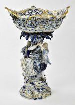 MEISSEN; a large and impressive centrepiece, the reticulated basket with applied floral encrusted