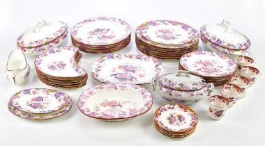 CAULDON; a forty-five piece part tea and dinner service with floral decoration to include tureens,