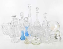 A collection of cut and other glassware, including eight decanters, Edinburgh crystal jug, etc.