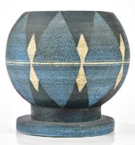 AVRIL BENNETT FOR TROIKA POTTERY; a Globe vase decorated with diamond shaped motifs, signed