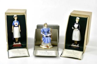 ROYAL WORCESTER; three boxed rare figures comprising Sister University College Hospital, Sister