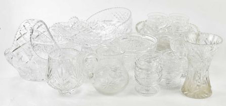 An extensive collection of cut and other glassware to include vases, bowls, dishes, etc.