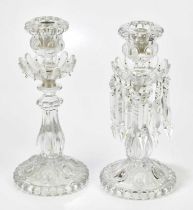 BACCARAT; a pair of glass table lustres, height 30cm (2).