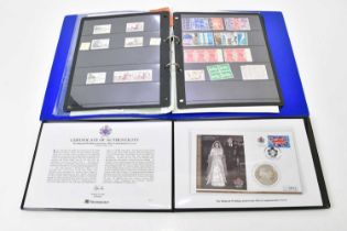 A Diamond Wedding Anniversary silver commemorative cover with coin, with a collection of stamps