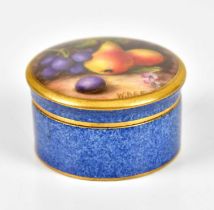 W. BEE FOR ROYAL WORCESTER; a hand painted trinket box and cover, the cover decorated with fruit,